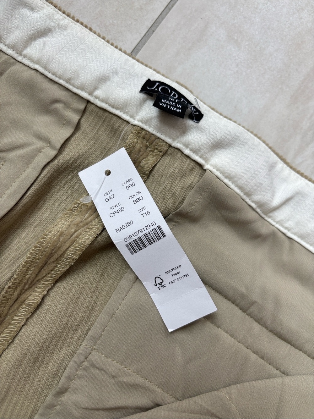 J. Crew NWT Tall Wide-Leg Trouser Stretch Corduroy Beige Buckthorn 16T - Picture 10 of 15